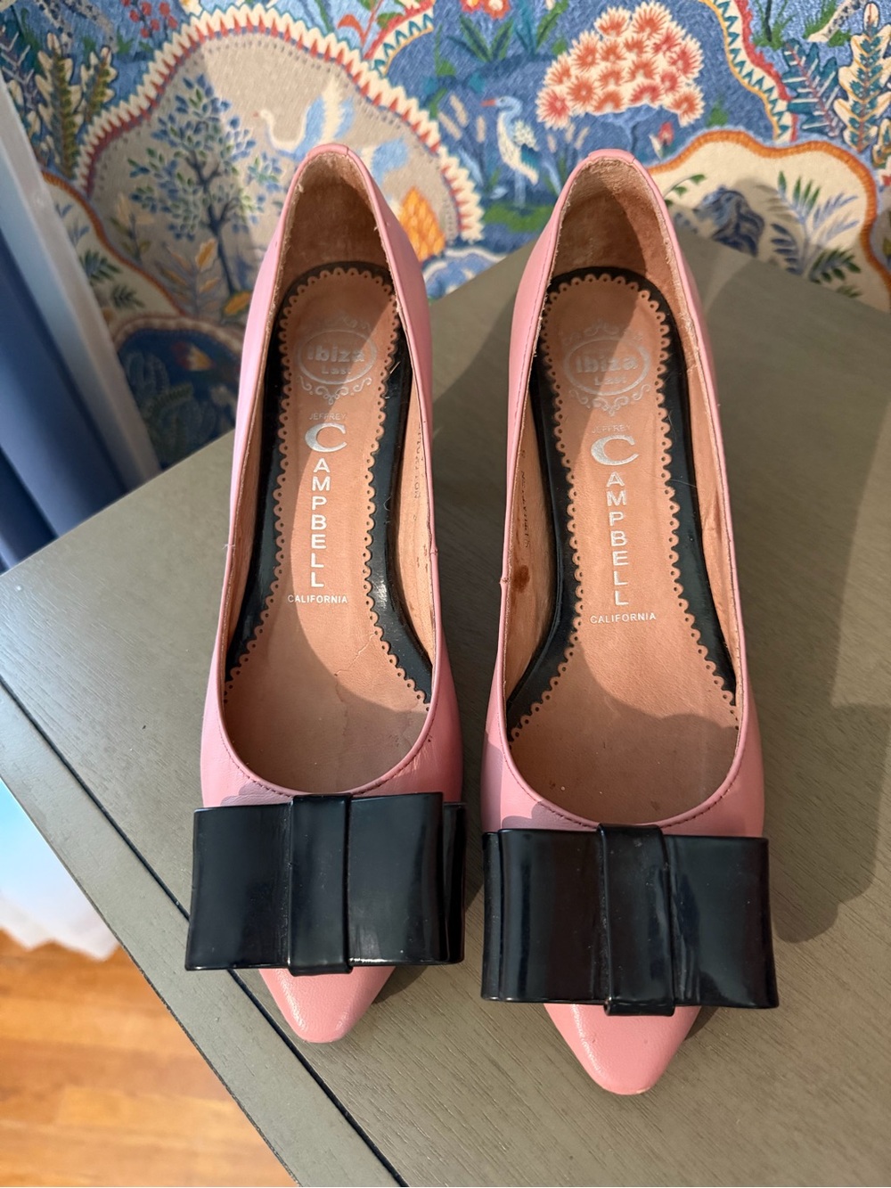 Jeffrey Campbell Pink Pointed-Toe Heels with Black Bow